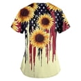 thumbnail image 4 of 250th Anniversary USA Scrub Tops Women Loose V Neck Red White and Blue Print Scrubs Short Sleeve Independence Day Patriotic Scrub Shirts Nursing Workwear Medical Nurse Uniform with Pockets Yellow 5XL, 4 of 5