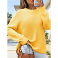 thumbnail image 2 of Women's Chunky Knit Sweater - Oversized Ribbed Crewneck Long Sleeve Top Fall Winter Casual Fashion, 2 of 7