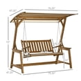 thumbnail image 2 of 2 Seat Outdoor Patio Swing Chair, Wooden Porch Swing Bench with Canopy and Hanging Chains, Outdoor Swing Loveseat with Stand for Backyard, Poolside, Garden, 2 of 7