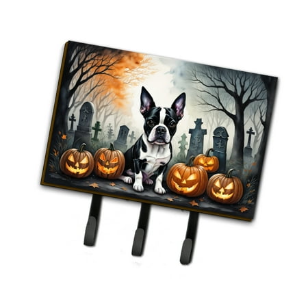 Carolines Treasures DAC2022TH68 9 x 6 in. Unisex Boston Terrier Spooky Halloween Leash or Key Holder