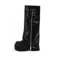 thumbnail image 7 of Women’s Mid Calf Platform Boots Classic Round Toe Side Zipper Chunky Height Increasing Sole Comfort Footwear for Daily Casual Wear Black 5.5(36), 7 of 7