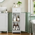 thumbnail image 4 of Bathroom Floor Cabinet, Small Bathroom Storage Cabinet with Drawer & Storage Shelf, Free-Standing Organizer Cabinets for Hallway/Living Room, White, 4 of 7