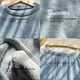 thumbnail image 3 of Traje cálido con terciopelo añadido, color miel, melocotón, otoño e invierno, terciopelo coral, rayas verticales, ropa para el hogar, traje cálido, 3 of 6