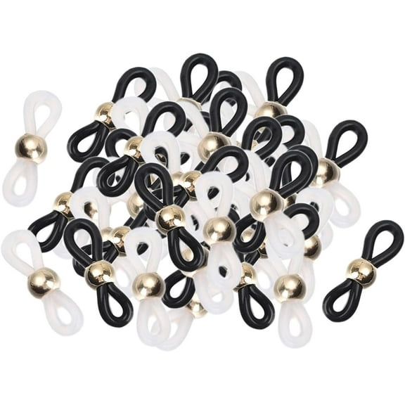 50 Pcs Eyeglasses Chain Ends Anti Slip Silicone Rubber Connector Holder Retainer for Eyeglass Sunglass Necklace Chain Accessories - Black white 1