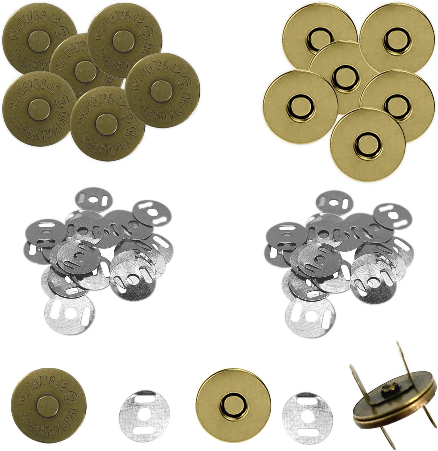 Round Magnetic Snaps - 3/4 - 1 Set/Pack - Gold