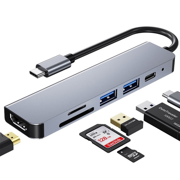 FITLONG USB C Hub, USB C Adapter Compatible with MacBook Pro/Air Adapter, 6 in 1 with 4K HDMI Output, SD/TF Card Reader, 100W PD, Compatible with Laptop and Other Type C Devices Ormromra OTTO-QQ-0040