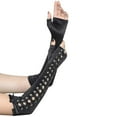 thumbnail image 3 of Guantes con cordones sin dedos para Halloween, accesorio calentador de manos largo y negro con cordones de satén negro para vestir, 3 of 5