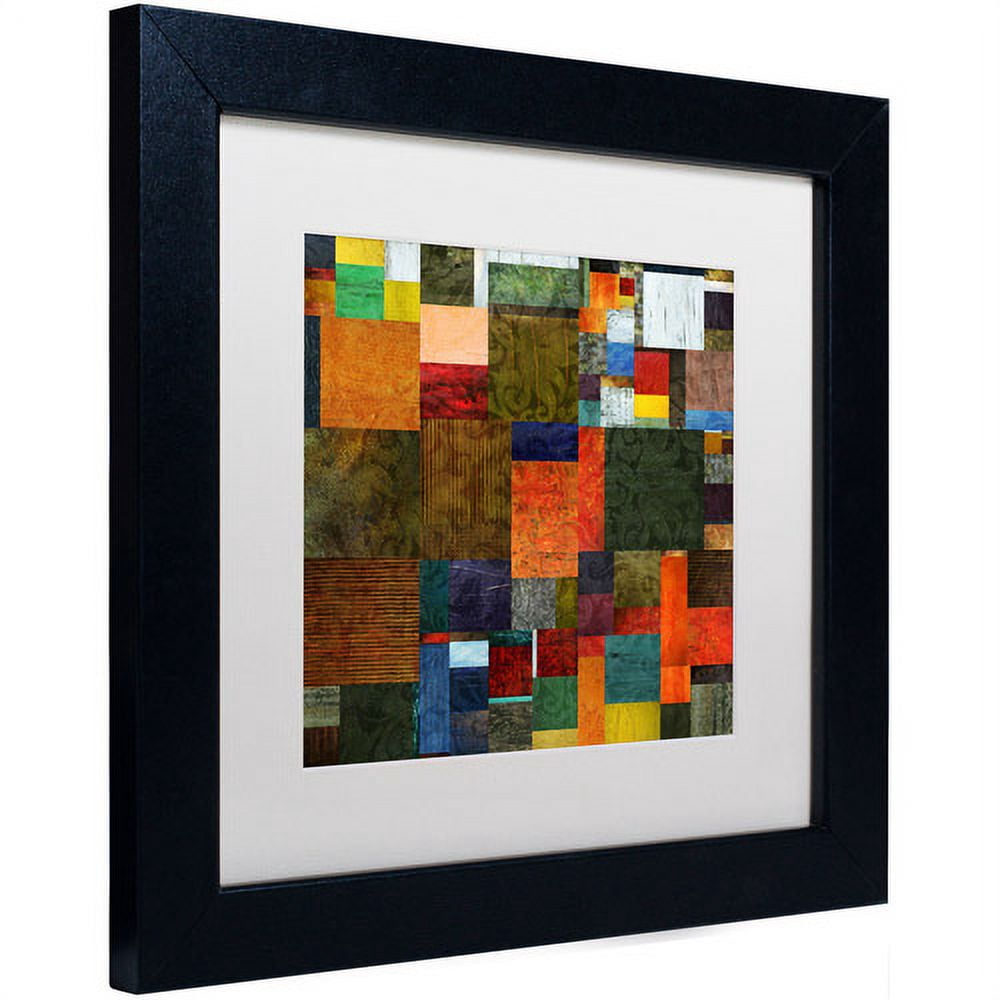 Trademark Fine Art "Brocade Color Collage 3" Canvas Art by Michelle Calkins, White Matte, Black Frame