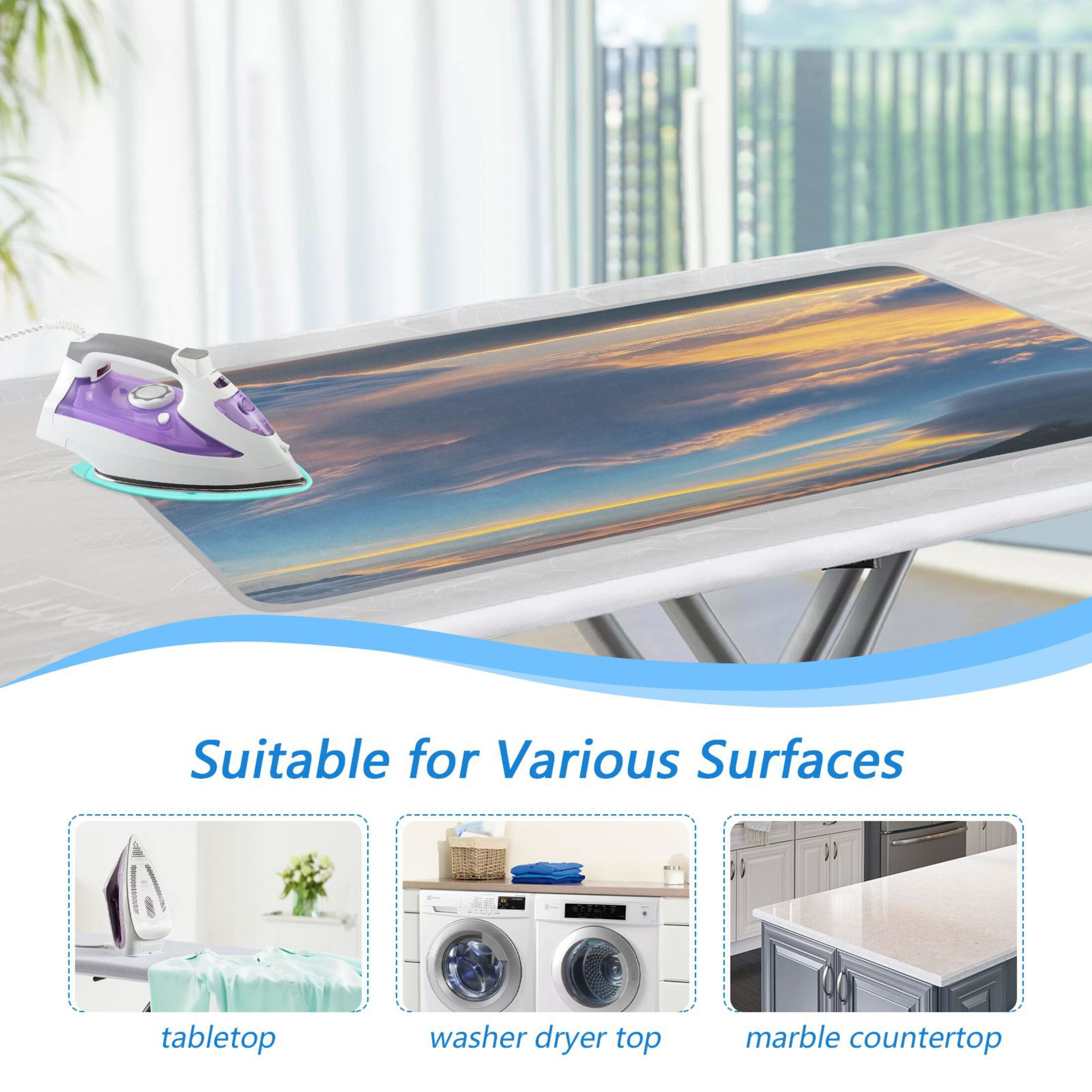 Ironing Mat Portable Ironing Blanket for Table Top Travel Ironing Pad for Washer Dryer 27.6" x 47.2" Beautiful Sunrise Cloud