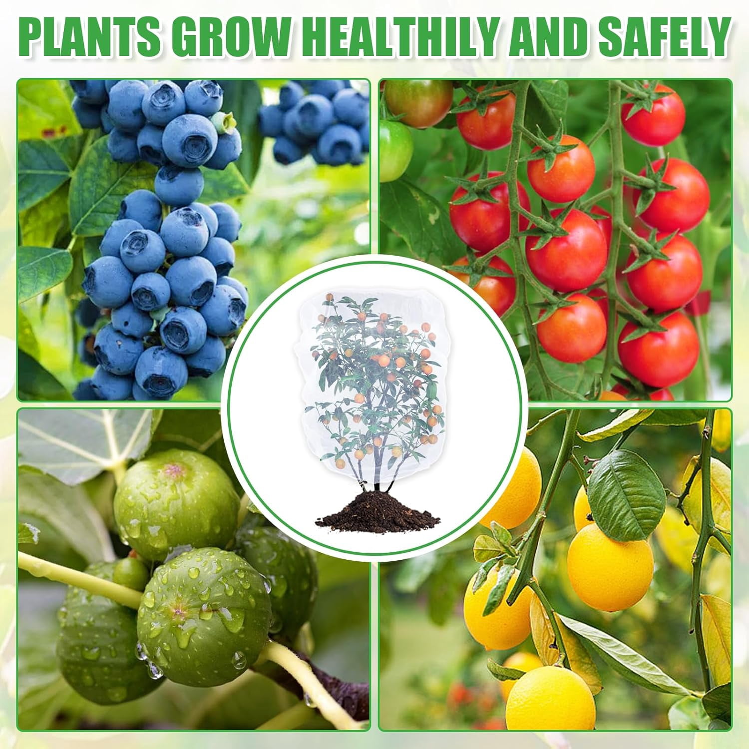 6 Pack Insect Bird Netting Cover - 4x5FT Blueberry Bushes Netting Plant Covers With Drawstring, Fine Mesh Fruit Tree Net for Protecting Lemon Orange Large Plants from Insect
