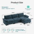 thumbnail image 2 of Linsy Home 123" Oversized Modular Sectional Sofa with Movable Ottoman, 3-Seat L Shaped Cloud Couch for Living Room, Blue, 2 of 9