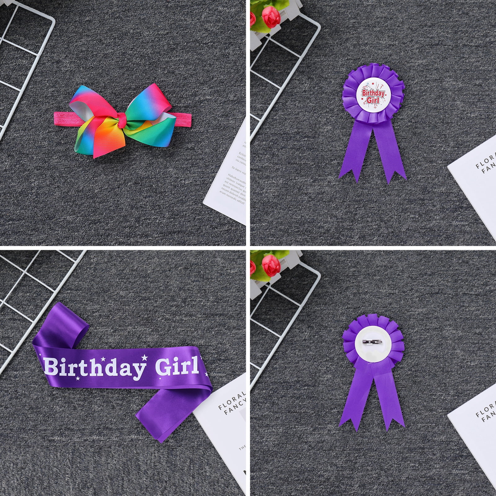IBTOM CASTLE Toddler Baby Girl Unicorn 1st 2nd 3rd Birthday Outfit Romper + Rainbow Tutu Skirt + Headband + Sash + Badge 5PCS Princess Dress up Clothes Set for Cake Smash Photo Shoot
