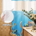 thumbnail image 3 of No Hook Shower Curtain, Ocean Diving Cat Shower Curtains for Bathroom with See Through Top Window, Coastal Coral Fish Marine Life Waterproof & Washable Bath Curtain Narrow 54"x78", 3 of 9