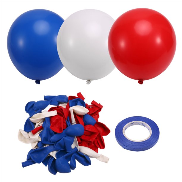 Globos Rojos, Blancos y Azules, 67 Piezas de Globos Rojos, Blancos y Azules Reales de 12 Pulgadas, Globos Patrióticos del 4 de Julio