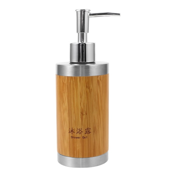 Dispensador de gel de ducha, botella de loción rellenable, de bambú, para hotel y hogar