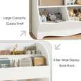 thumbnail image 3 of Homfa Kids Bookcase with Book Rack, Wood Cube Toy Storage Cabinet with 4 Bins for Kidsroom Playroom, White, 3 of 7