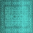 thumbnail image 1 of Ahgly Company Indoor Square Oriental Turquoise Blue Industrial Area Rugs, 7' Square, 1 of 4