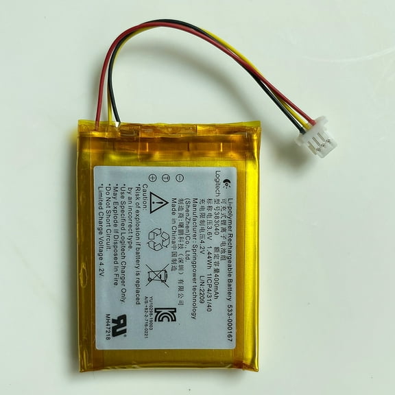 Replacement Battery 383040 400mAh 3.6V 1.44Wh Fit for Logitech Zone Plus Wireless Headset