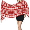 thumbnail image 6 of Red White Norwegian Christmas Sweater Oversized Scarf Shawl Wrap (77x27 Inch) - Winter Lightweight Fluffy Print & Solid Dual Design, All-Season Unisex Accessory​, 6 of 9