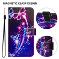 thumbnail image 3 of Designed for iPhone 16 Pro Premium PU Leather Pattern Flip Wallet Case Cover, Card Slots & Kickstand Wrist Strap Magnetic Closure Protective Phone Case for iPhone 16 Pro, Fireworks Butterfly, 3 of 8
