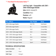thumbnail image 2 of Left Fog Light - Compatible with 2001 - 2005 Volkswagen Beetle 2002 2003 2004, 2 of 2