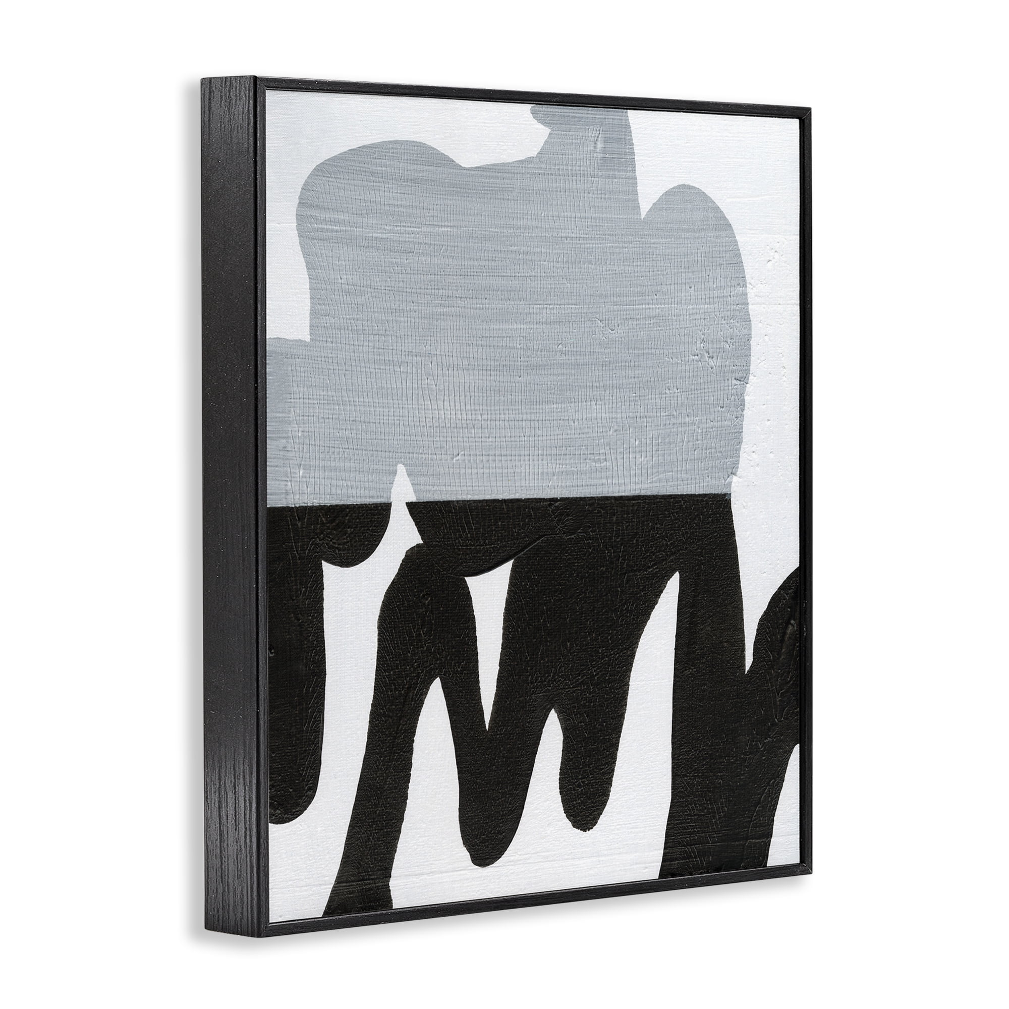 Stupell Industries Opaque Black & Grey Form Abstract Painting Black Framed Art Print Wall Art, 24 x 30