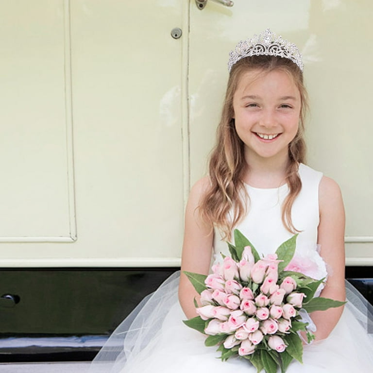 Gealach 1PC Elegant Silver Crown, Crystal Tiara with Comb, Prom/Birthday