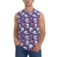 thumbnail image 2 of Lsque Skull cartoon flower Print Men's Cotton Blend Sleeveless Muscle Shirts (S-3XL)- Moisture Wicking, Odor Protection, UPF 30+,XX-Large, 2 of 8