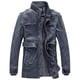 thumbnail image 1 of Chaqueta de cuero de PU con cuello alto largo de estilo europeo y americano, chaqueta de cuero de motocicleta lavada personalizada para hombre, más chaqueta de terciopelo, 1 of 5