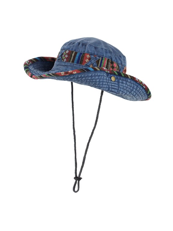 Wide Brim Boonie Bush Hat Fishing Hiking Hat Safari Cap Outdoor AP80242 (Blue)