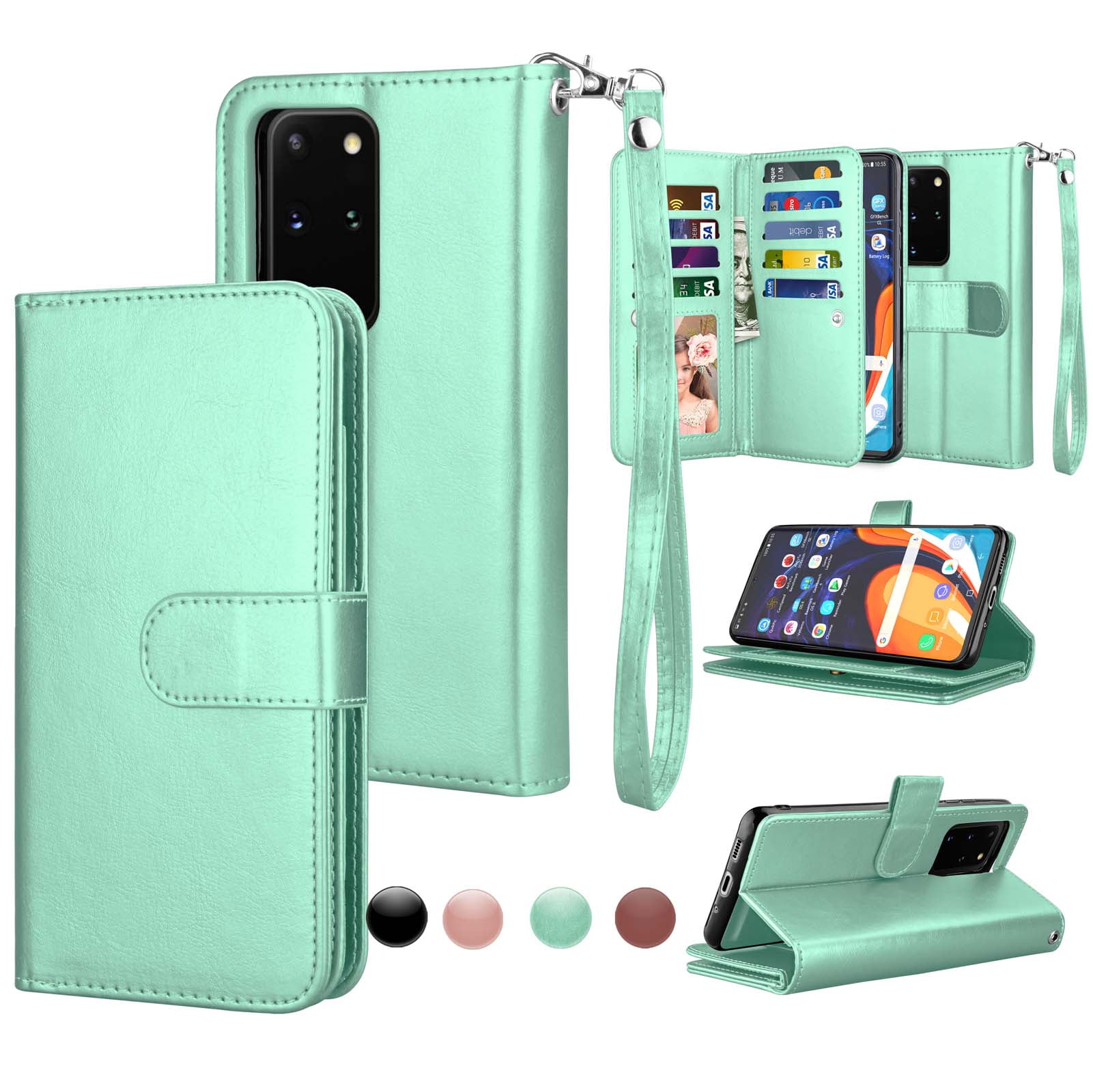 Shockproof Flip Case Cover for Samsung Galaxy S20 Plus Lomogo Leather Wallet Case for Galaxy S20+ S20Plus with Stand Feature Card Holder Magnetic Closure LOBFE150797 L2 