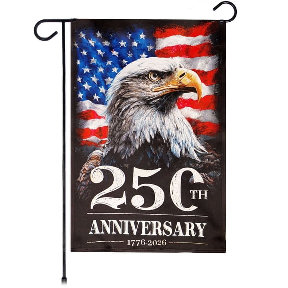 G128 Double-Sided USA 250th Anniversary Flag 12"x18" Bald Eagle 1776-2026 Patriotic