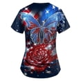 thumbnail image 4 of Womens 4th of July Scrub Tops Casual V Neck American Flag Print Scrubs Short Sleeve Independence Day Patriotic Scrub Shirts Nursing Workwear Medical Nurse Uniform with Pockets Navy XL, 4 of 5