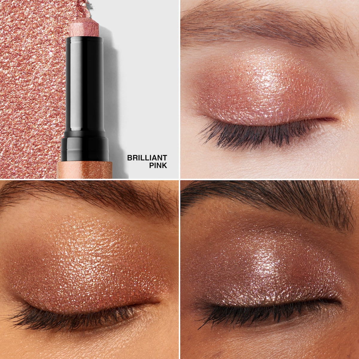 Bobbi Brown Crystal Eyes Shimmer Eyeshadow Stick, 0.07oz Full Size - Brilliant Pink (A sparkling pink with multi-colored pearl)