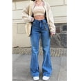 thumbnail image 3 of Y2K Bell Bottom Jeans for Women Mid Rise Wide Leg Solid Bootcut Stretch Slim Denim Flare Pants Fashion Streetwear, 3 of 4