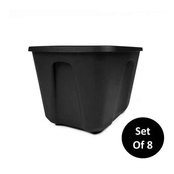 Mainstays 18 Gallon Storage Containers, Black, Set of 8