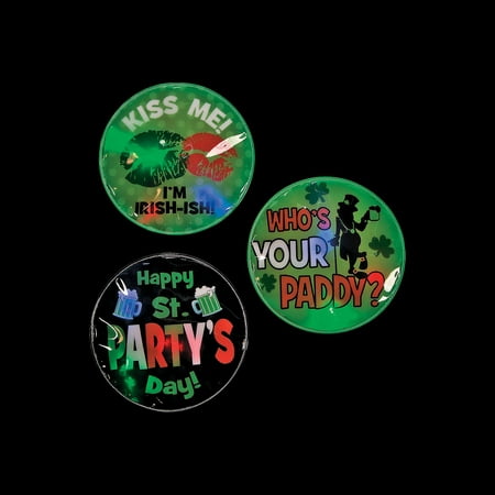 Fun Express - St Pat's Light Up Badge for St. Patrick's Day - Jewelry - Jewelry General - Misc Jewelry General - St. Patrick's Day - 12 Pieces
