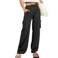 thumbnail image 6 of ZZwxWA Women High Waisted Drawstring Wide Leg Cargo Pants 2025 Trendy Casual Baggy Joggers Pants with Pockets, 6 of 6