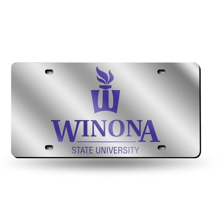 - Winona State Warriors NCAA Mirrored Laser Cut License Plate Laser Tag