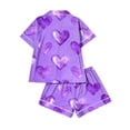 thumbnail image 4 of Dwralegc Valentines Pajamas for Women Heart Printed Lapel Button Down Short Sleeve 2 Piece Pjs Shorts Set Romantic Comfy Loose Fit 2 Piece Pjs Sets Purple S, 4 of 5