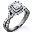 thumbnail image 1 of JeenMata Anillo de Compromiso de Moissanita de Corte Princesa de 1 Quilate - Conjunto Nupcial - Anillo de Doble Halo - Anillo de Racimo - Oro Negro de 18 K sobre Plata, 1 of 6