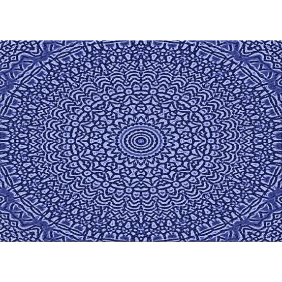 Ahgly Company Indoor Rectangle Patterned Sky Blue Dress Blue Area Rugs, 6' x 9'
