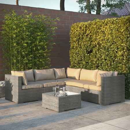 Patio Sense - Sino Wicker 6-Piece Sofa Set - Gray