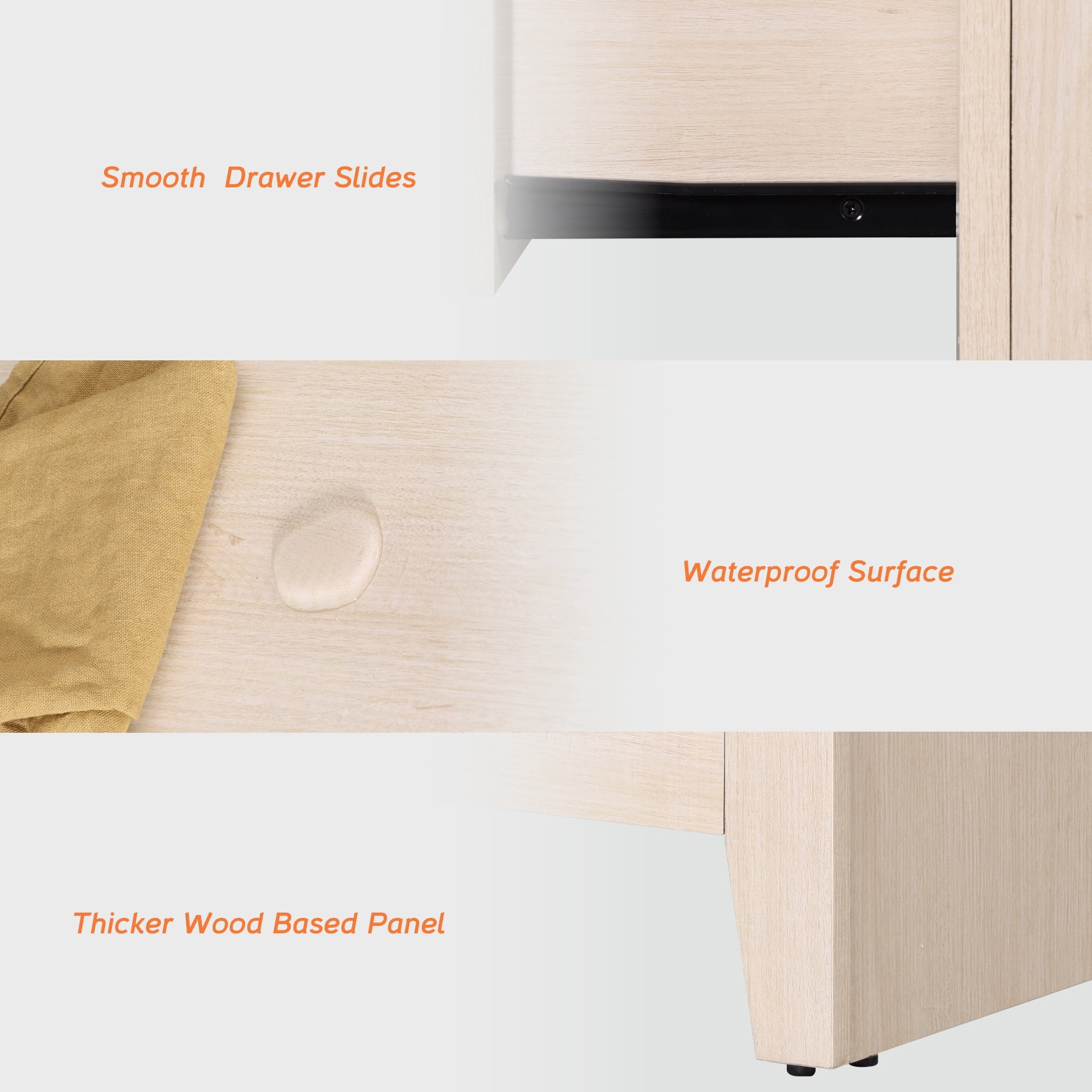 Farmhouse Rustic Wooden Nightstand With 2 Smooth‑Glide Storage Drawers,Solid‑Base Bedside End Table,Multi‑Purpose Accent Side Cabinet For Bedroom,Living‑Room,Beige