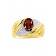 thumbnail image 1 of RYLOS Bagues pour Femmes Bague en Argent Plaquée Or 14K Pierre Précieuse Ovale 8X6MM et Diamants Design Classique Grenat de Janvier Bijoux pour Femmes Taille 7, 1 of 7