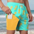 thumbnail image 2 of KPOPLK Mens Swim Trunks with Mesh Liner 5" Quick Dry Swim Shorts Bathing Suits for Men Swimwear Board Shorts wiht Pockets(Orange,M), 2 of 9