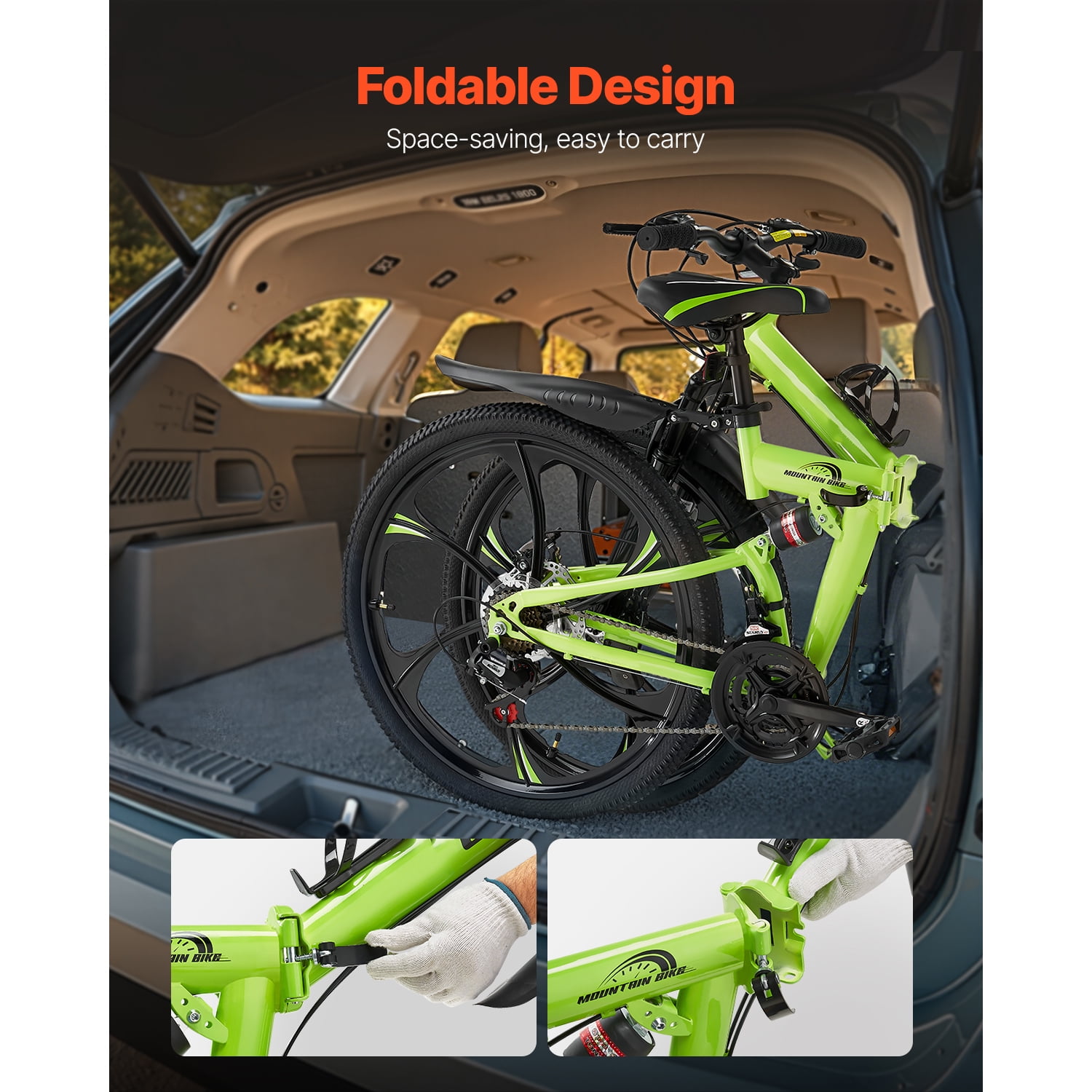 KFFKFF 26-inch Collapsible Mountain Cycle, MTB Bike featuring Comprehensive Shock Absorption, 21-gear Transmission, Cushioned Seat, Disk Braking System, Robust Carbon Steel Body