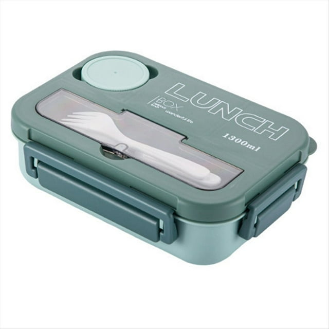 Lonchera Portátil con Compartimentos para Estudiantes, Lonchera Bento para Oficina, con Tenedor y Cuchara, Recipiente para Almacenar Alimentos en Microondas A