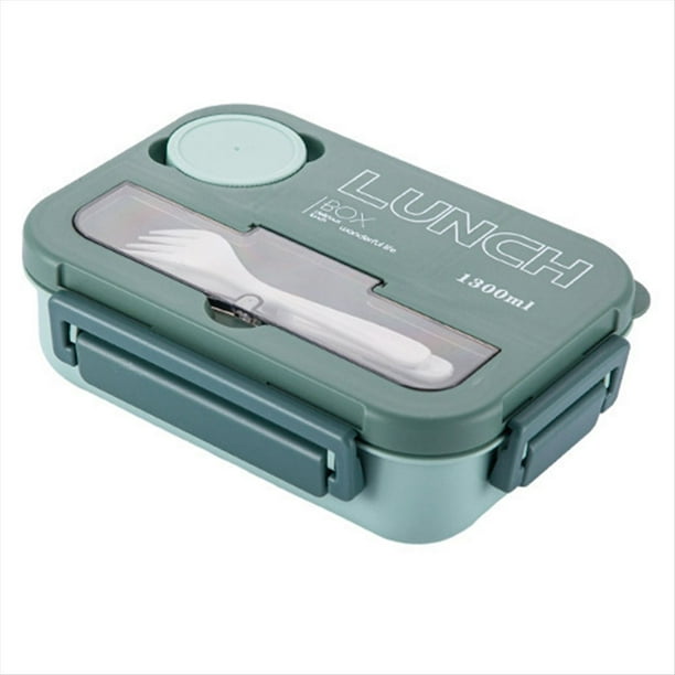 Lonchera Portátil con Compartimentos para Estudiantes, Lonchera Bento para Oficina, con Tenedor y Cuchara, Recipiente para Almacenar Alimentos en Microondas A