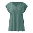 thumbnail image 3 of CAIVO Women's Shirts Solid Color Short Sleeve Oversized Casual V-Neck Fashion Tops Summer Blouse Trendy Back To School Dailywear, 3 of 3